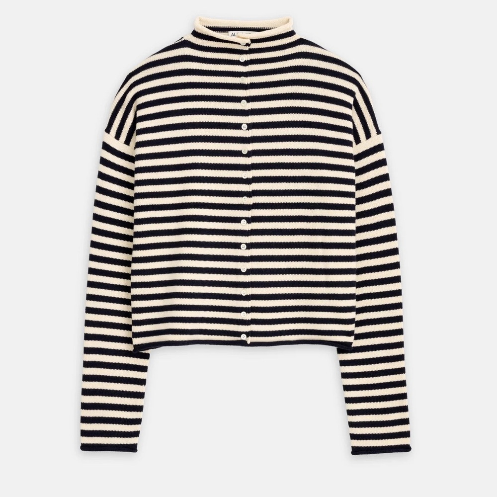 Alex Mill Taylor Striped Cardigan in Cotton Cashmere